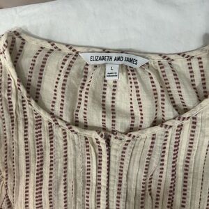 Elizabeth and James Ivory and Burgundy Striped Blouse